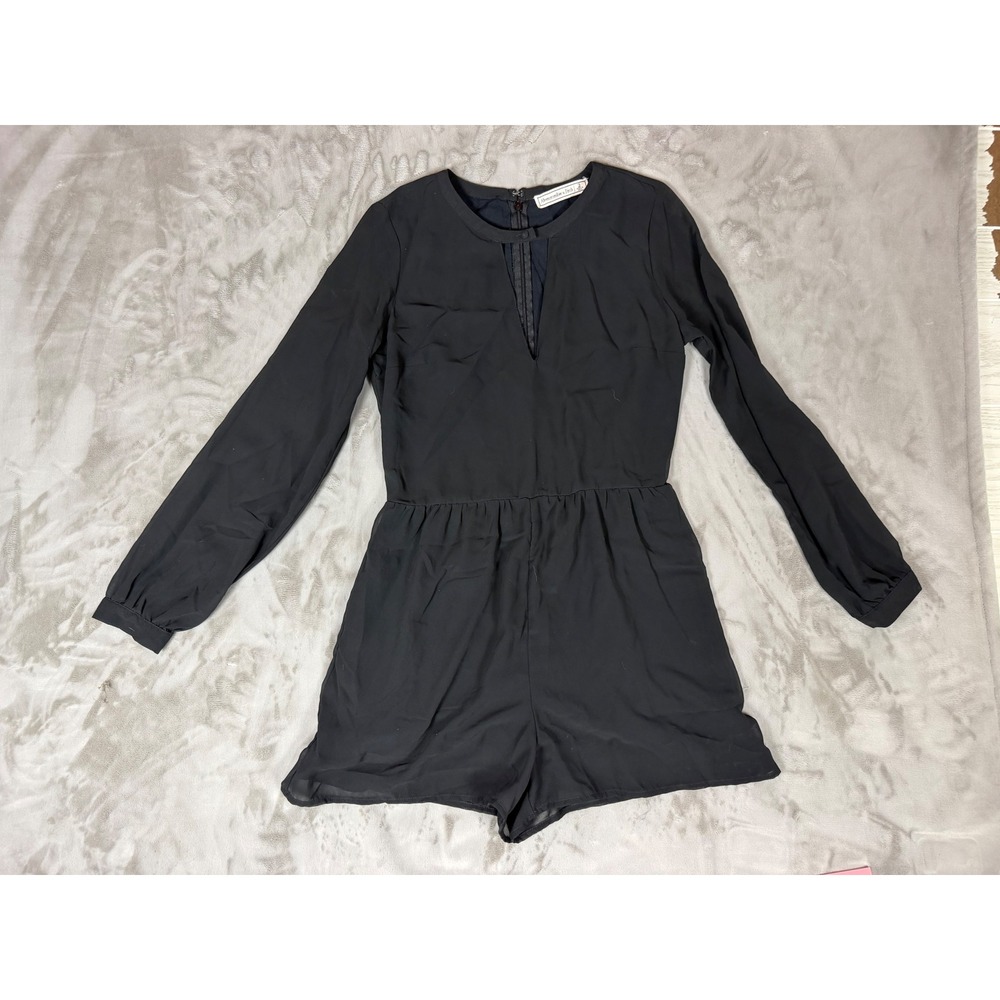 Abercrombie & Fitch Black Long Sleeve Keyhole Neck Romper Size 2